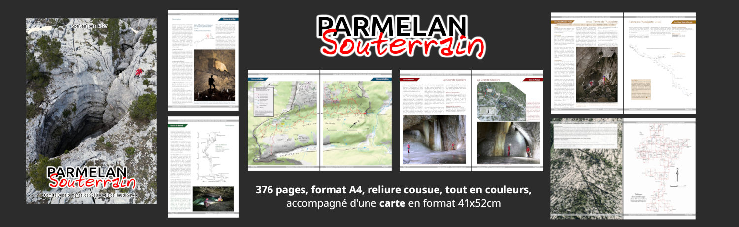 Aperçu de l'ouvrage PARMELAN SOUTERRAIN, spéléalpes spécial n°27. Photo (c) CDS74